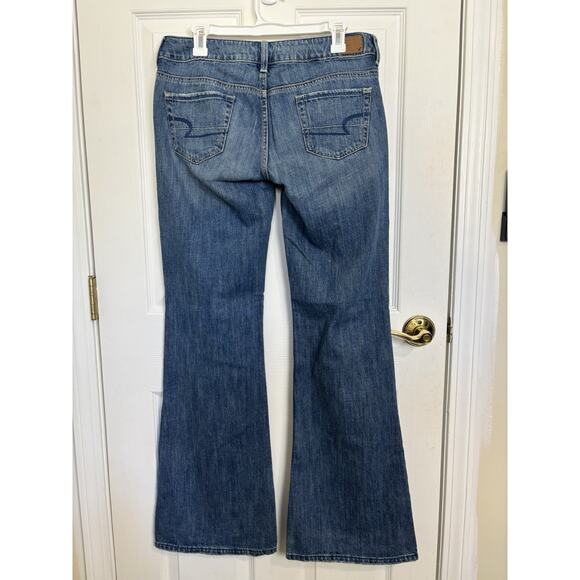 American Eagle Hipster Flare Jeans Size 8 Long Boho Back to School Y2K Grunge - Picture 2 of 5